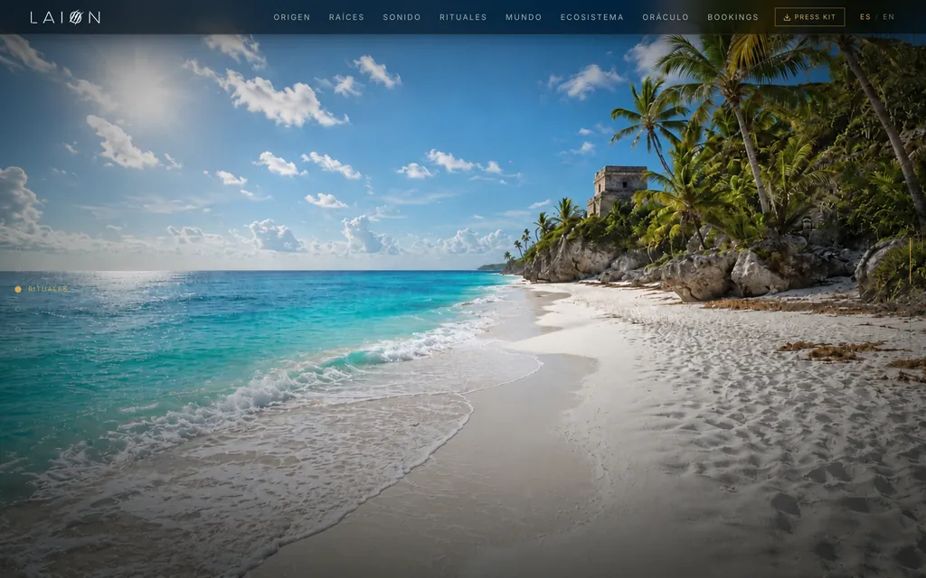 Escena de rituales, con el paisaje de Tulum a plena luz