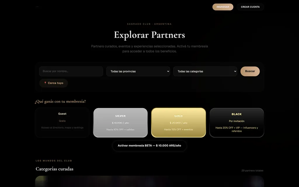 Explorador de partners y beneficios