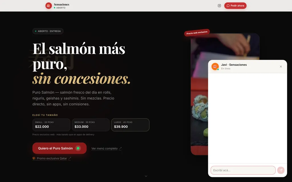 El chat de pedidos abierto, preguntando el barrio para cotizar el envío