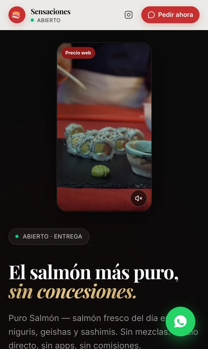 La carta en teléfono, que es desde donde se pide